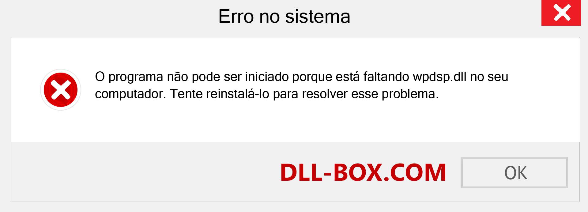 Arquivo wpdsp.dll ausente ?. Download para Windows 7, 8, 10 - Correção de erro ausente wpdsp dll no Windows, fotos, imagens